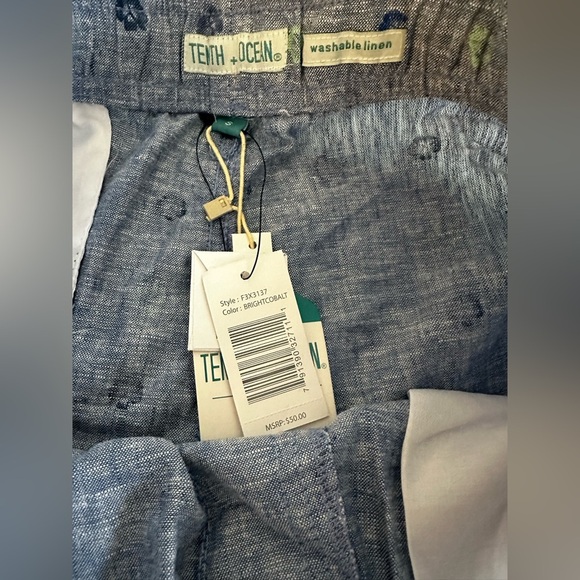 NWT  Men’s. Tenth & Ocean Blue Washable Linen Shorts. Blue Floral Print. - Picture 4 of 14